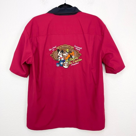 NWOT Disney’s Pool Shark Red Black Bowling Mickey And Goofy Shirt RARE - Picture 7 of 8